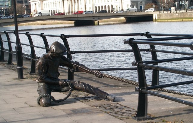 File:Taking the strain - The Linesman sculpture on City Quay - geograph.org.uk - 1725963.jpg