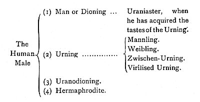 Clasificación del ''Uranismo'' en ''A Problem in Modern Ethics'' (1891) de [[John Addington Symonds