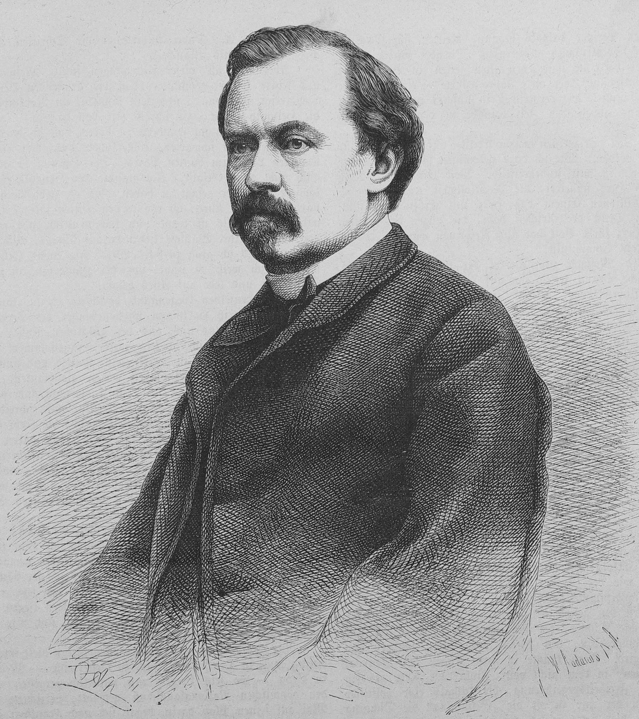 Alfred Meißner, 1867. ''Grafik von Adolf Neumann.''