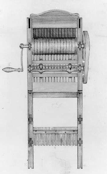 File:Eli Whitney's cotton gin drawing (cropped).jpg