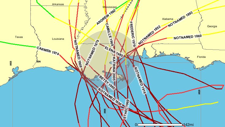 File:Hurricanes Category 3 or greater within 100 miles of New Orleans.jpg