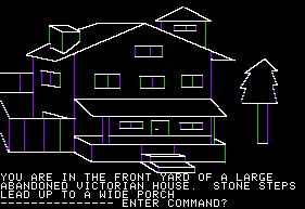 La Mystery House (La Casa Misteriosa) para el Apple II fue el primer juego de aventura en usar gráficos en la era de los primeros computadores caseros.