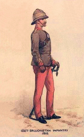 Officer of 126th Baluchistan Infantry. Illustration by Richard Simkin, 1912. 126th Baluchistan Inf 1912.jpg