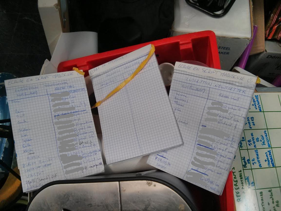 Carnets pour avoir les mails pour la liste de diffusion