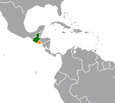 Map indicating locations of Guatemala and El Salvador