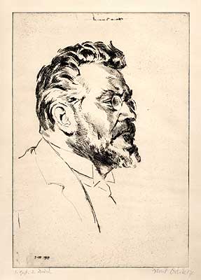 Slevogt portrayed in a 1917 [[etching]]<br/> by [[Emil Orlik]]