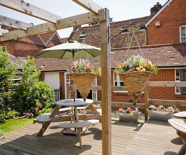 File:Outside dining area behind The Vine pub and restaurant, Hambledon - geograph.org.uk - 901198.jpg