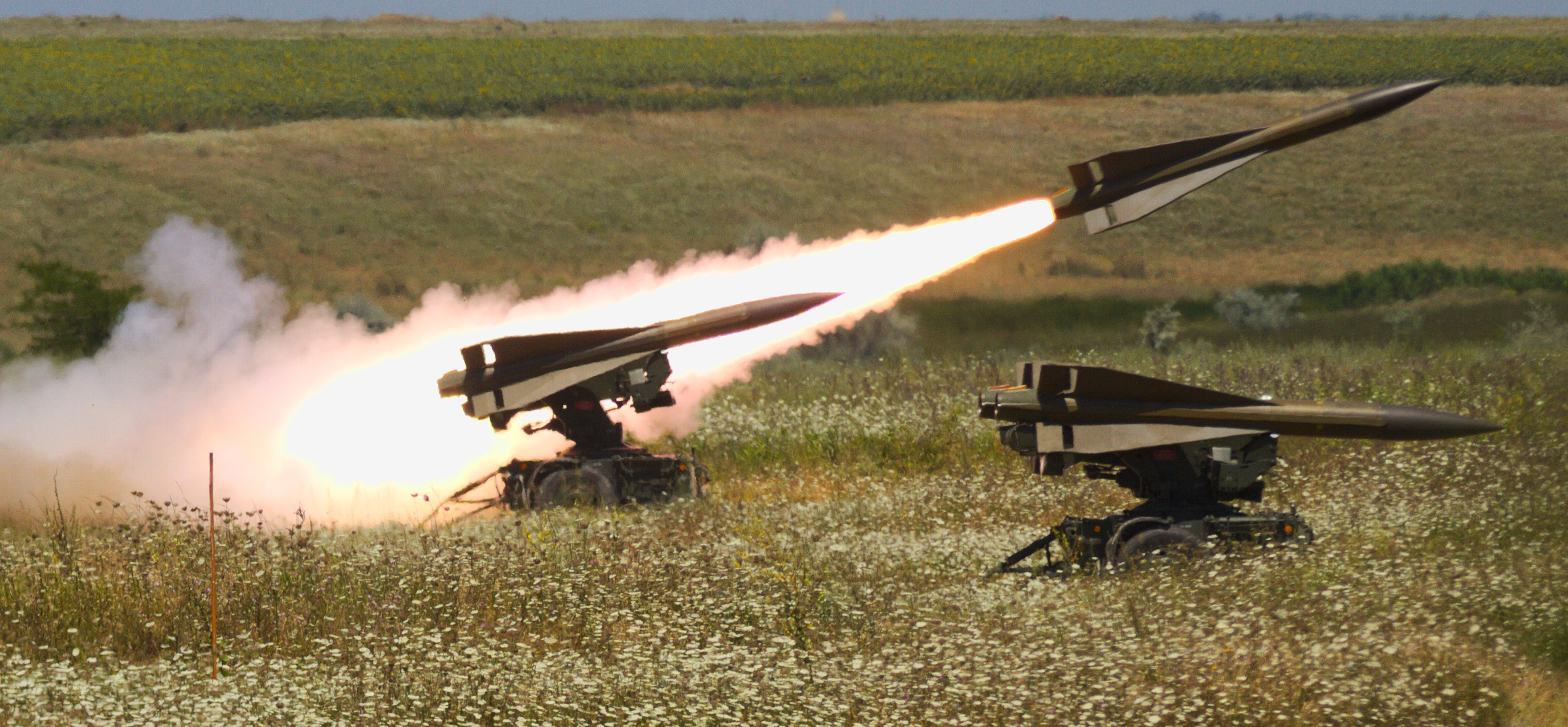 Romanian MIM 23 Hawk missile is fired from Capu Midia Training Area