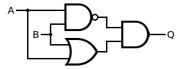 Circuito de puerta XOR construido utilizando tres puertas diferentes