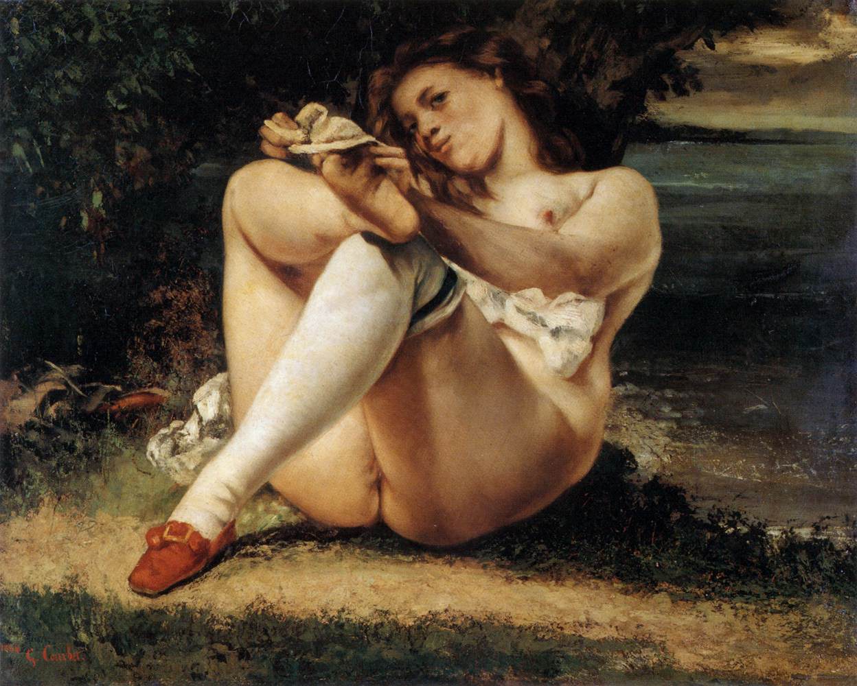 Courbet nudes : Gustave Courbet, <em>Woman with White Stockings</em>, 1864,