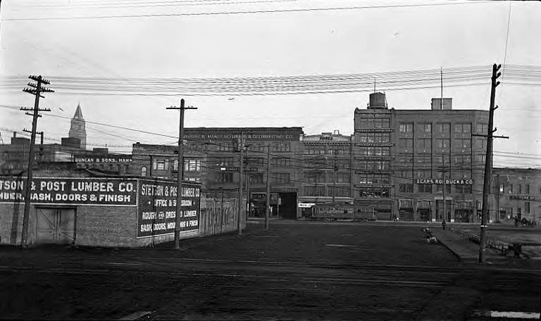 File:Dearborn Street from the Columbia & Puget Sound Railroad dispatcher's office, Seattle, Washington, after 1904 (SEATTLE 5828).jpg