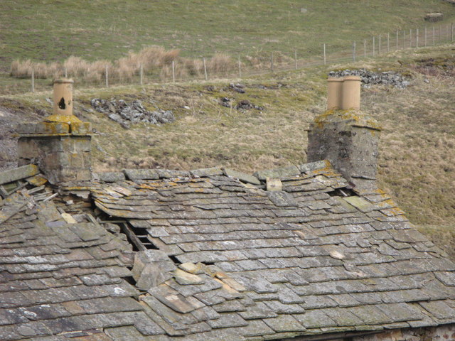 File:Decaying stone roof on the derelict mine buildings, Wolf Cleugh - geograph.org.uk - 1293800.jpg