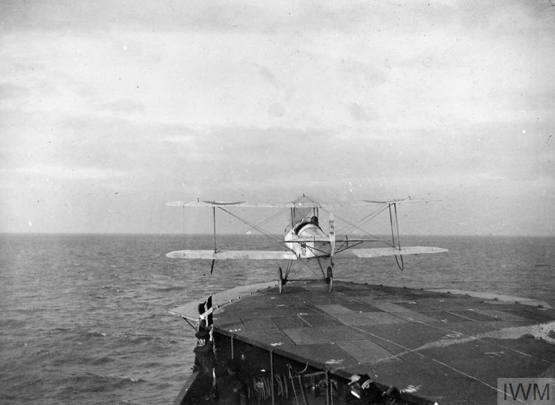 Flt Lt Towler makes the first take-off from a carrier ship the HMS Vindex 1915