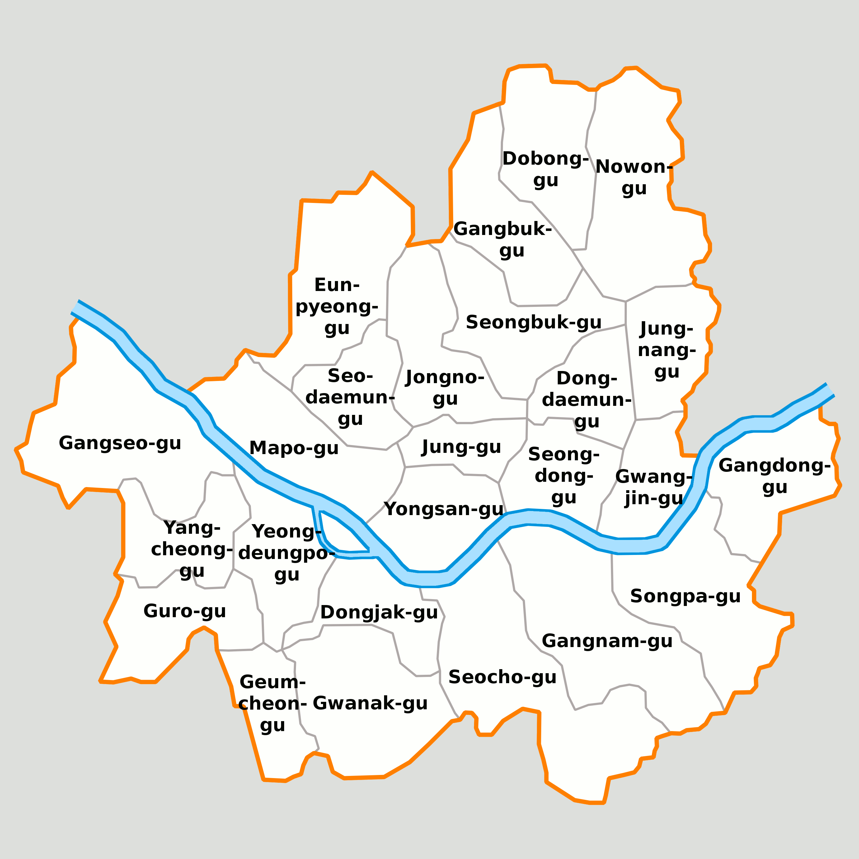 Seoul City Map In English File:map Seoul Districts De.png - Wikimedia Commons