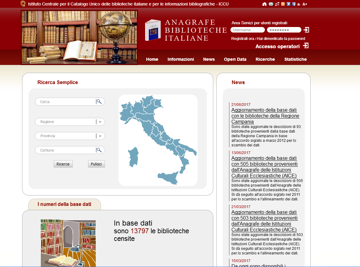 Anagrafe delle Biblioteche Italiane Ricerca