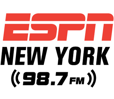 The logo of ESPN New York, 98.7 FM.png