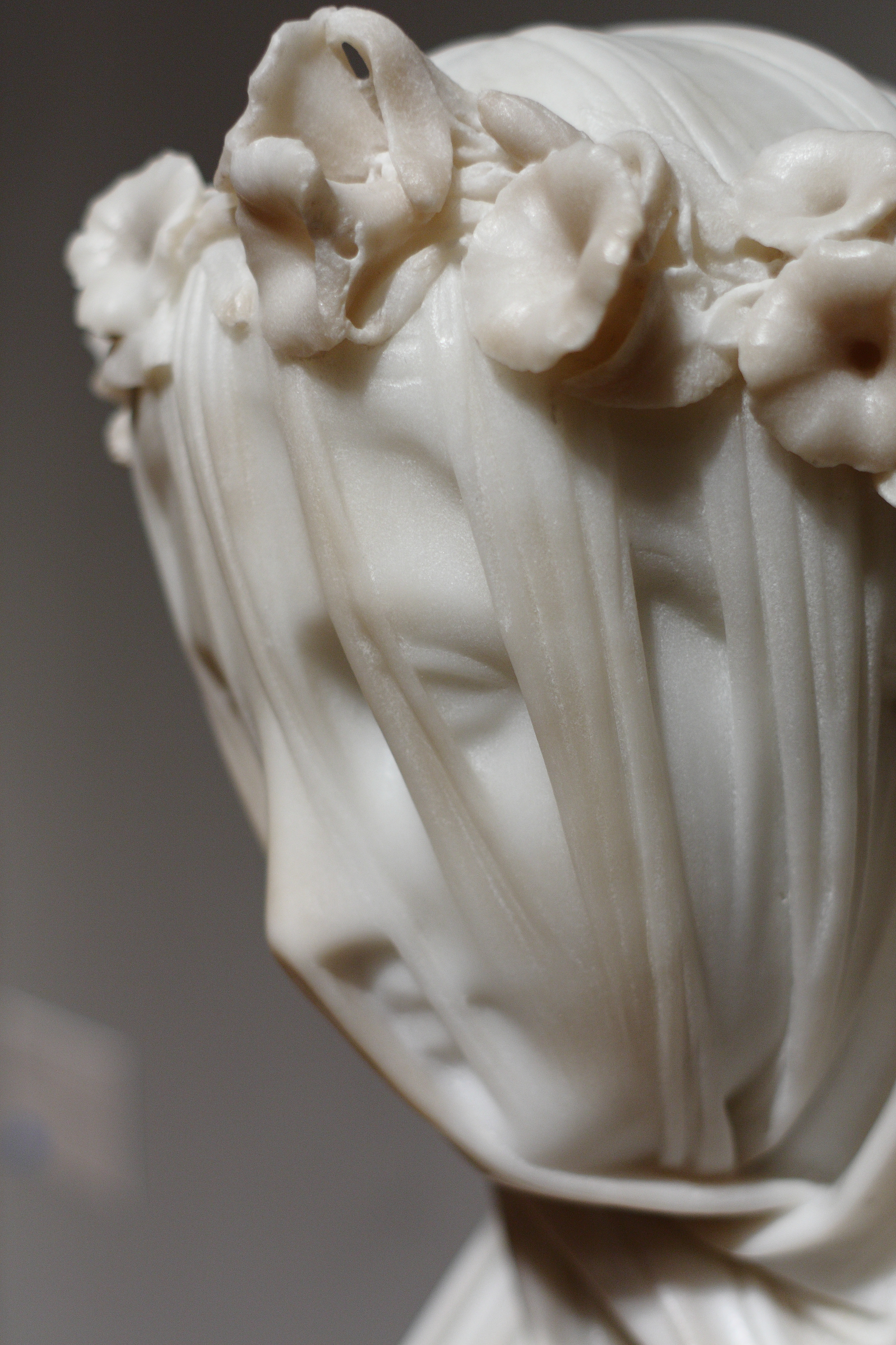 Veiled Lady Bust Statue / Maiden Marble Sculpture - Made in Europe