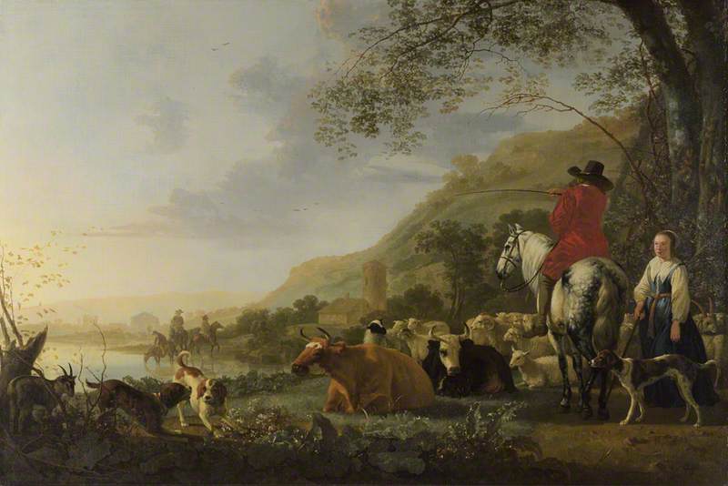 File:Aelbert Cuyp - A Hilly River Landscape with a Horseman talking to a Shepherdess NG NG NG53.jpg