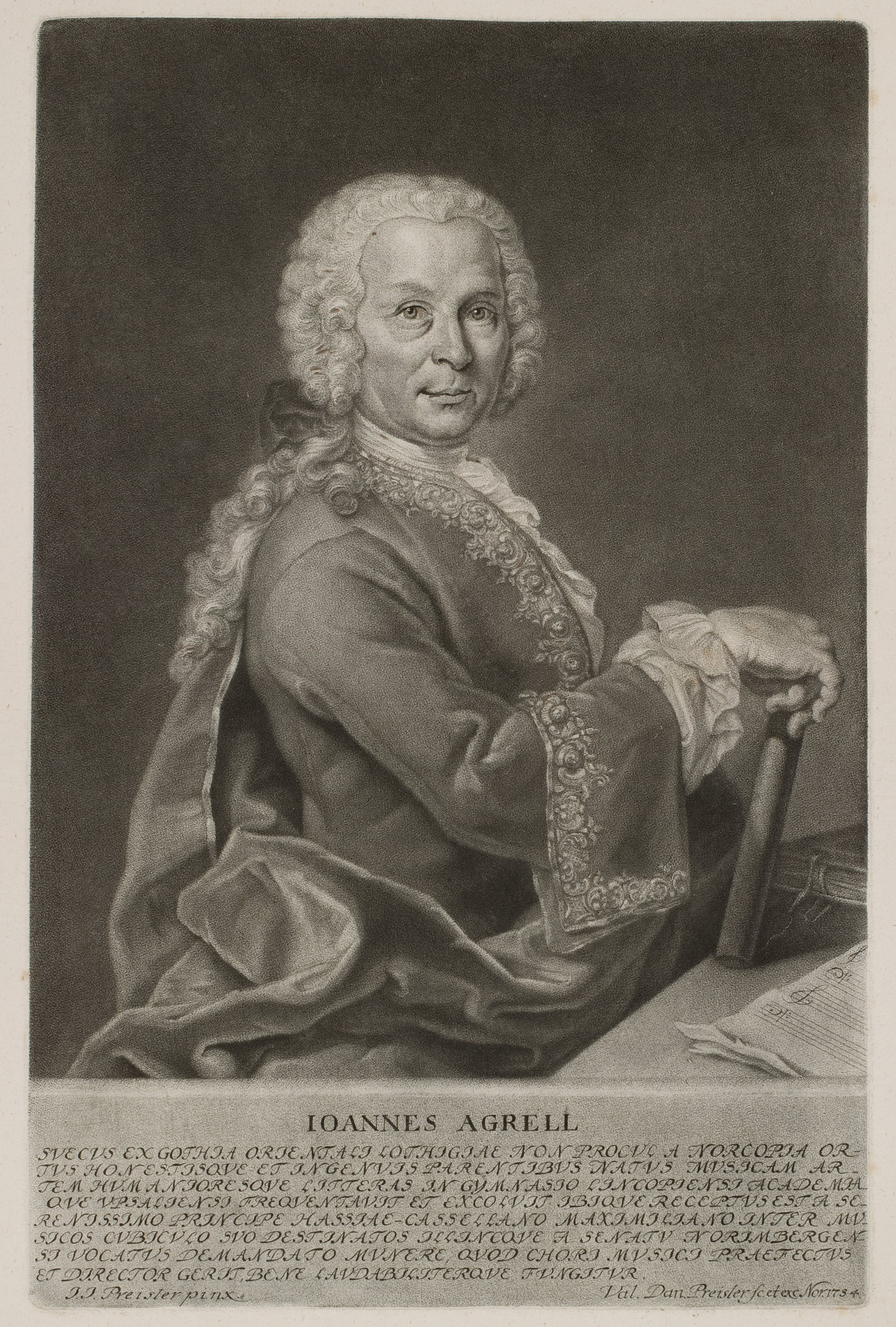 Johan Joachim Agrell by Valentin Daniel Preisler (1754)