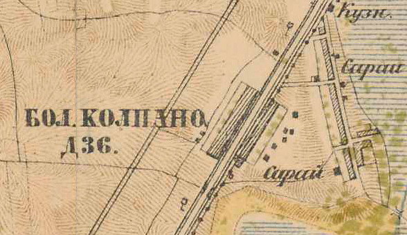 Bolshiye Kolpanyn kylän suunnitelma.  1885