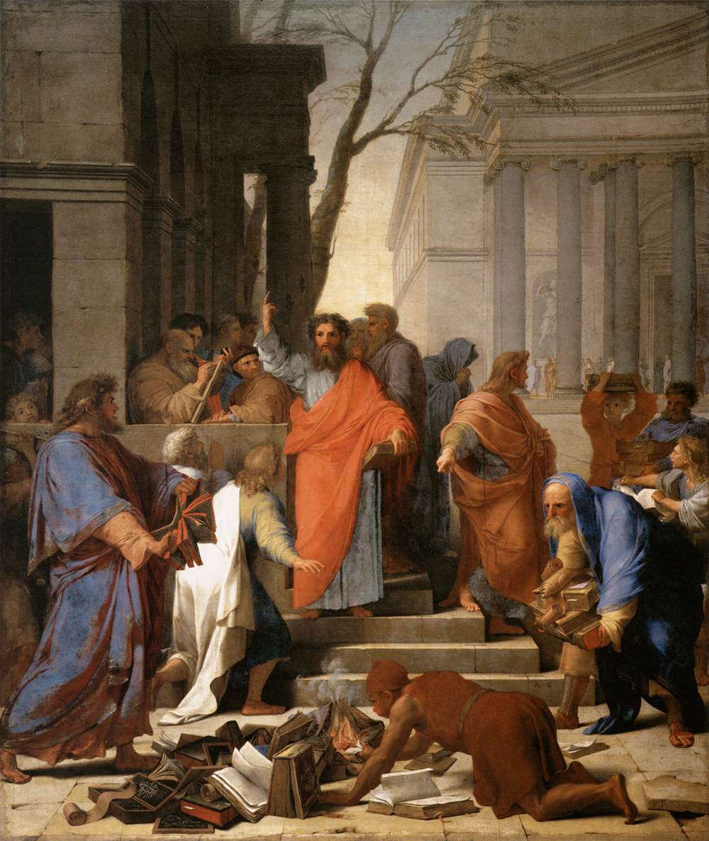 Paul in Ephesus by Eustache Le Sueur, Acts 19:19, Bible.Gallery
