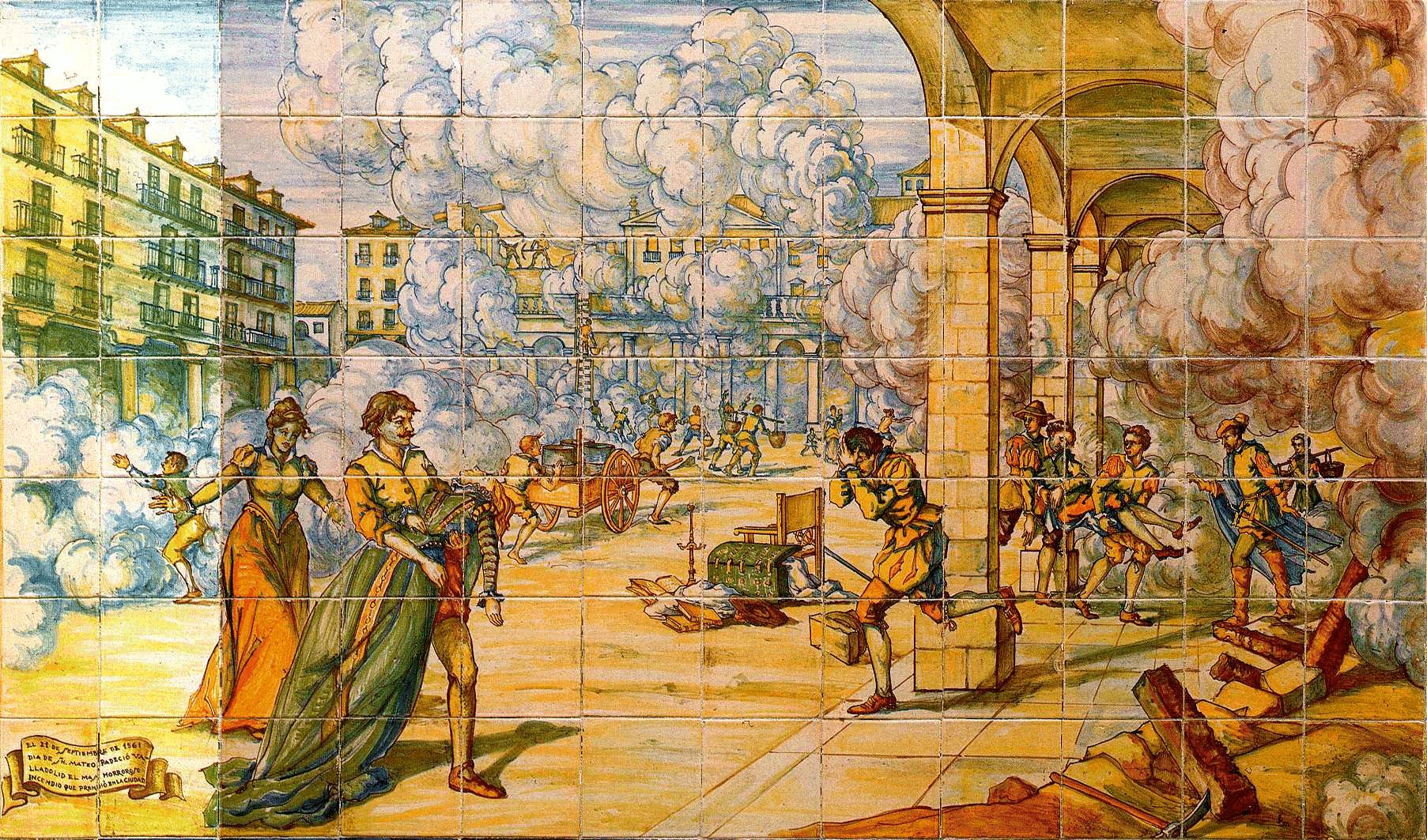 The fire of Valladolid, one of the most important events of the period.