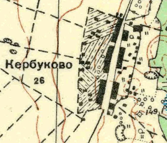 Plano del pueblo de Kerbukovo.  1930