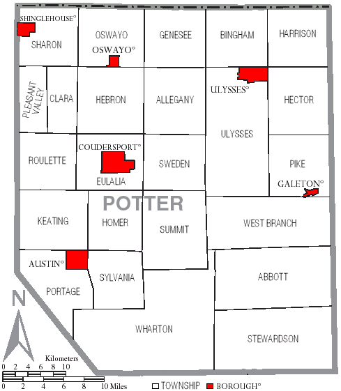 File:Map of Potter County Pennsylvania With Municipal and Township Labels.png