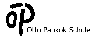 Logo der Otto-Pankok-Schule, Mülheim an der Ruhr, Nordrhein-Westfalen, Deutschland.