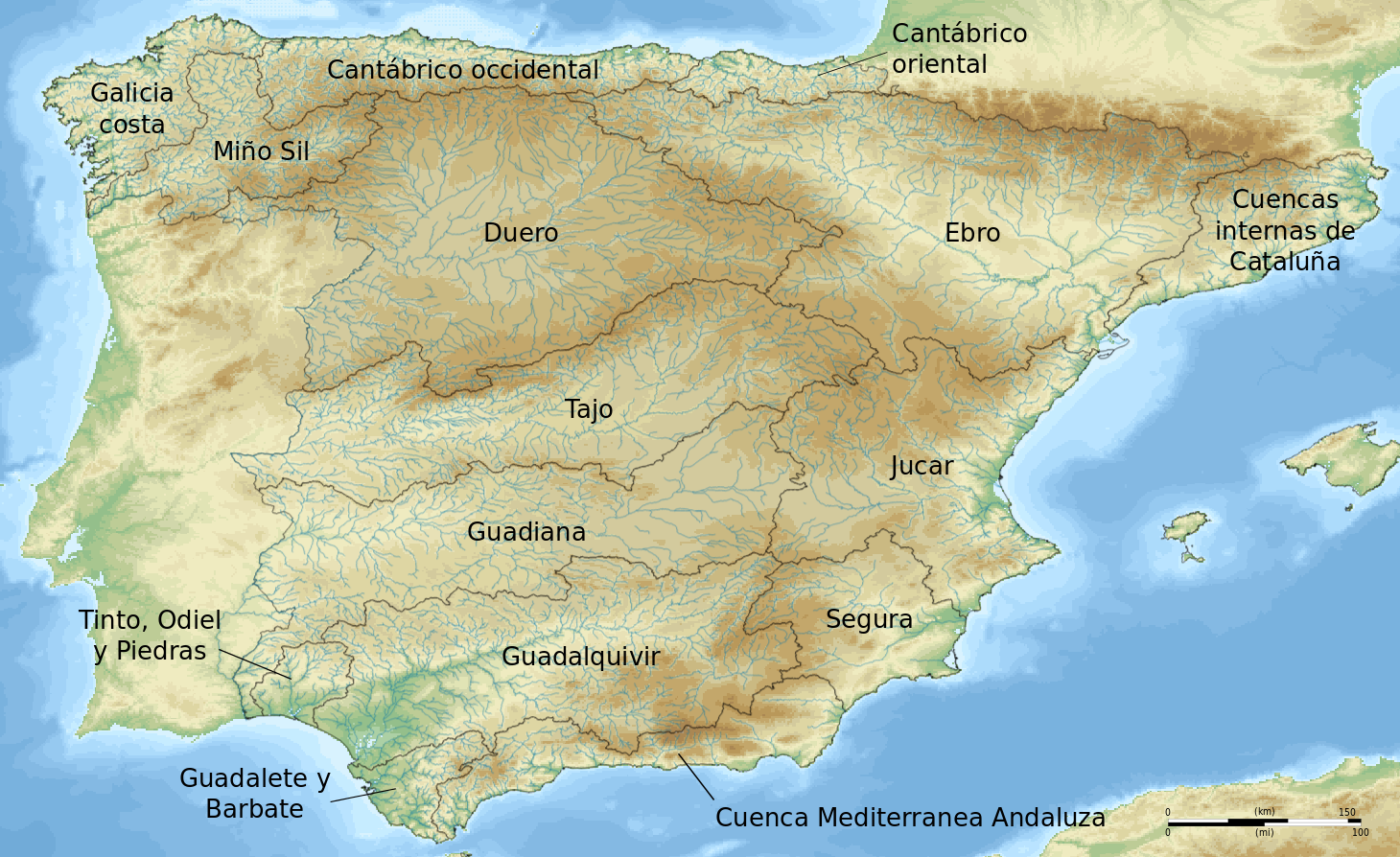 carte fleuves espagne Liste Des Cours D Eau En Espagne Wikipedia carte fleuves espagne