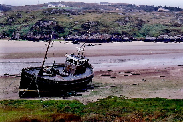 File:The Rosses - Fishing boat grounded at Cruit Island - geograph.org.uk - 1334958.jpg