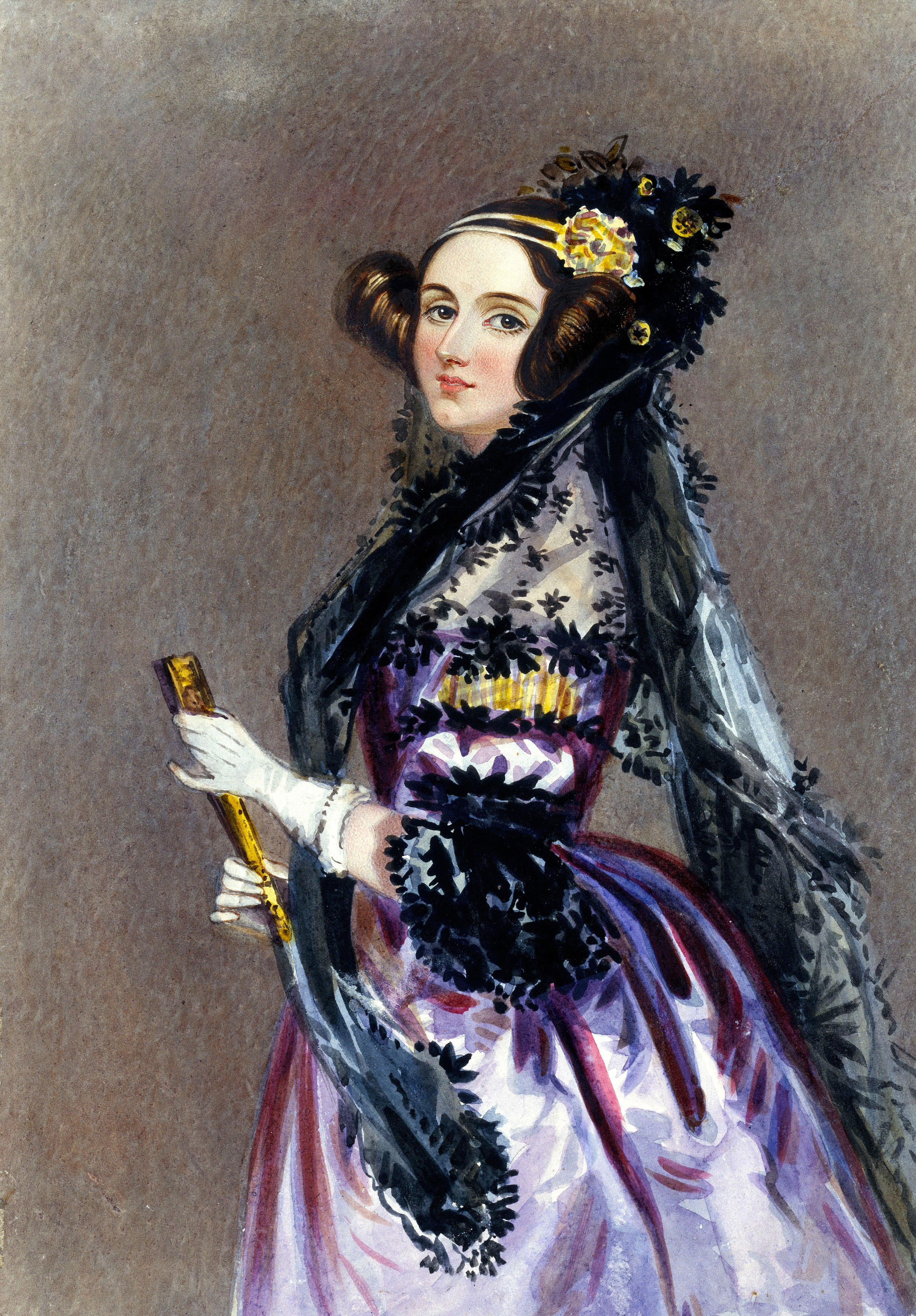  Watercolor portrait of Ada King, Countess of Lovelace (Ada Lovelace)