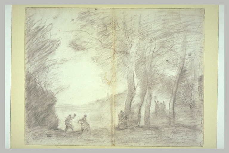 File:Corot - Danse de paysans sous des arbres, au bord d'un lac, RF 6877, Recto.jpg