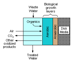 A schematic cross-section of the contact face of the bed media in a rotating biological contactor (RBC) RBC Media Cross-section.png