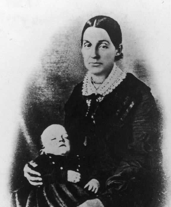 Emma Hale Smith circa 1845 with [[David Hyrum Smith]]{{r|youngreen|p=56}}