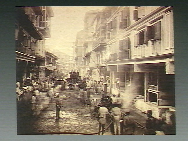 File:Groups of men on a street spraying jets of water into plague Wellcome V0029940.jpg