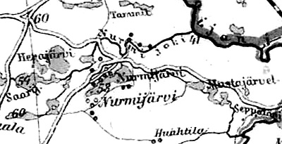 Vesnice Nurmijärvi na finské mapě z roku 1923