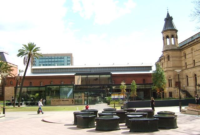 The South Australian Museum is a natural history museum and research institution in Adelaide, South Australia, founded in 1856 and owned by the Government of South Australia. It occupies a complex of buildings on North Terrace in the cultural precinct of the Adelaide Parklands. Plans are under way to move much of its Australian Aboriginal cultural collection (the largest in the world), into a new National Gallery for Aboriginal Art and Cultures.