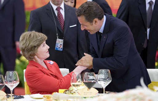 File:Sarkozy greets Laura Bush.jpg