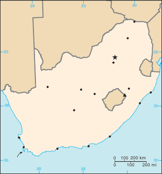 A Dél-afrikai Köztársaság elhelyezkedése