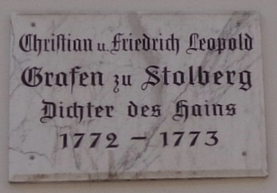 Datei:Göttinger Gedenktafel - Stolberg-Stolberg, Christian und Friedrich Leopold Grafen zu.jpg