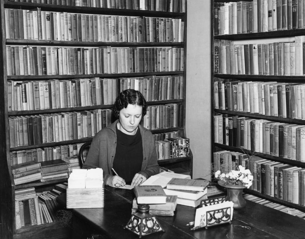 Librarian working at the Pointe Coupee Parish Parish library in New Roads Louisiana in 1936