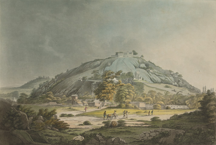 A view of Moula Ali Hill. This is plate 3 from 'Hindoostan Scenery consisting of Twelve Select Views in India'.