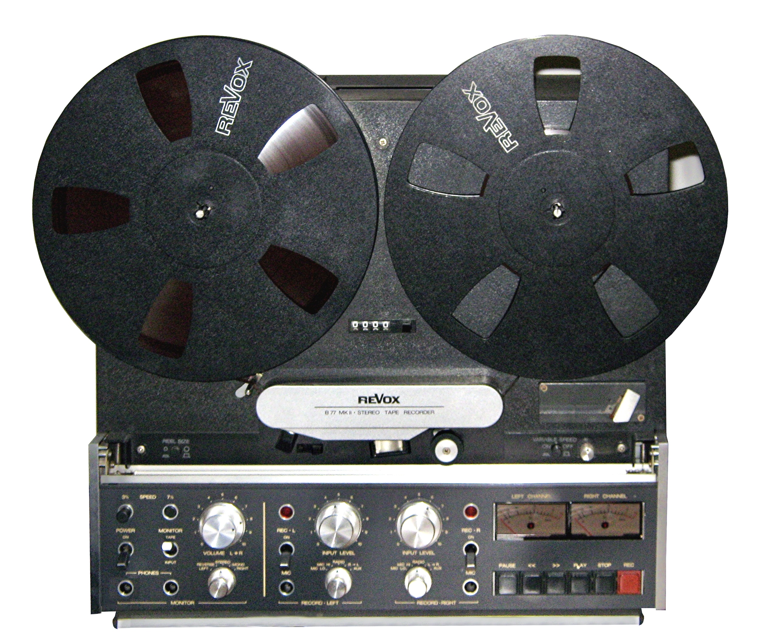 File:Revox B77 MK II reel-to-reel audio tape recorder, ca. 1982 (cropped  and edited).jpg - Wikimedia Commons