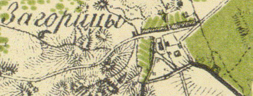 Деревня Загорицы на карте 1860 года
