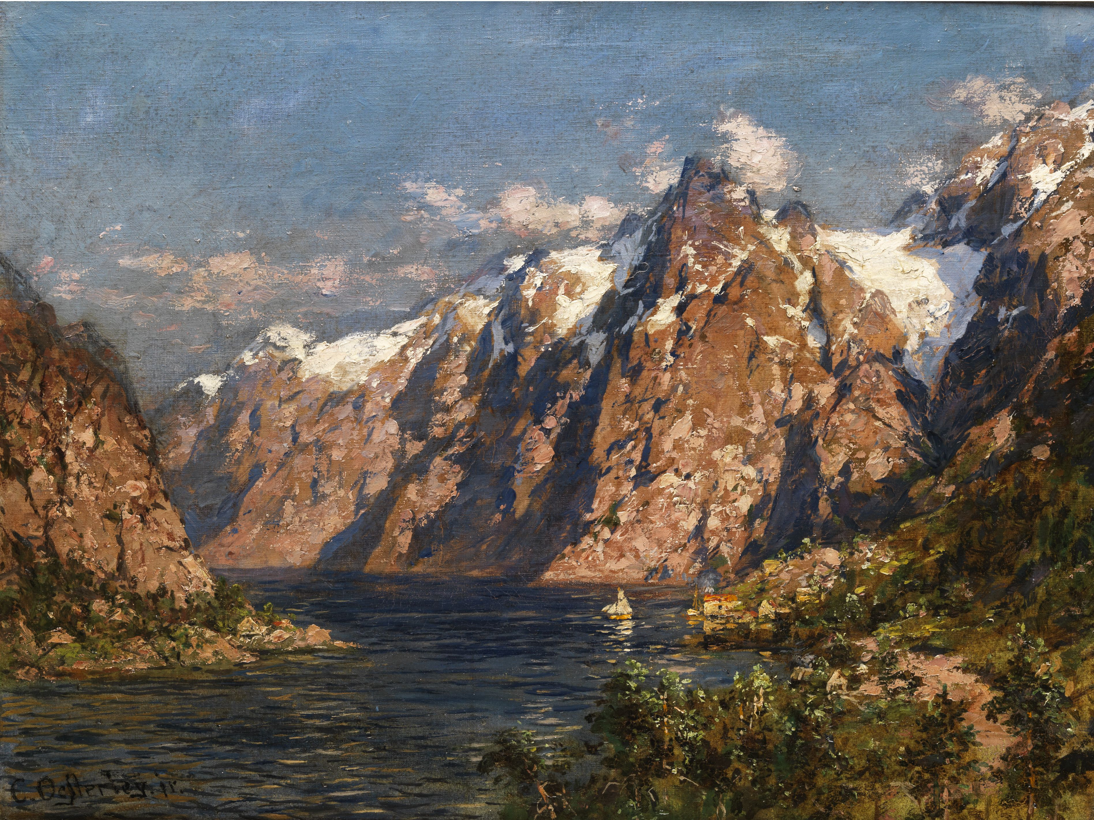 File:Carl Oesterley jr Fjordlandschaft mit verschneiden Gipfeln