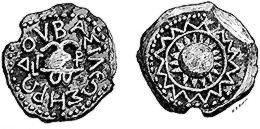 Copper coin of Herod, bearing the legend "ΒΑΣΙΛΕΩΣ ΗΡΩΔΟΥ" ("Basileōs Hērōdou") on the obverse