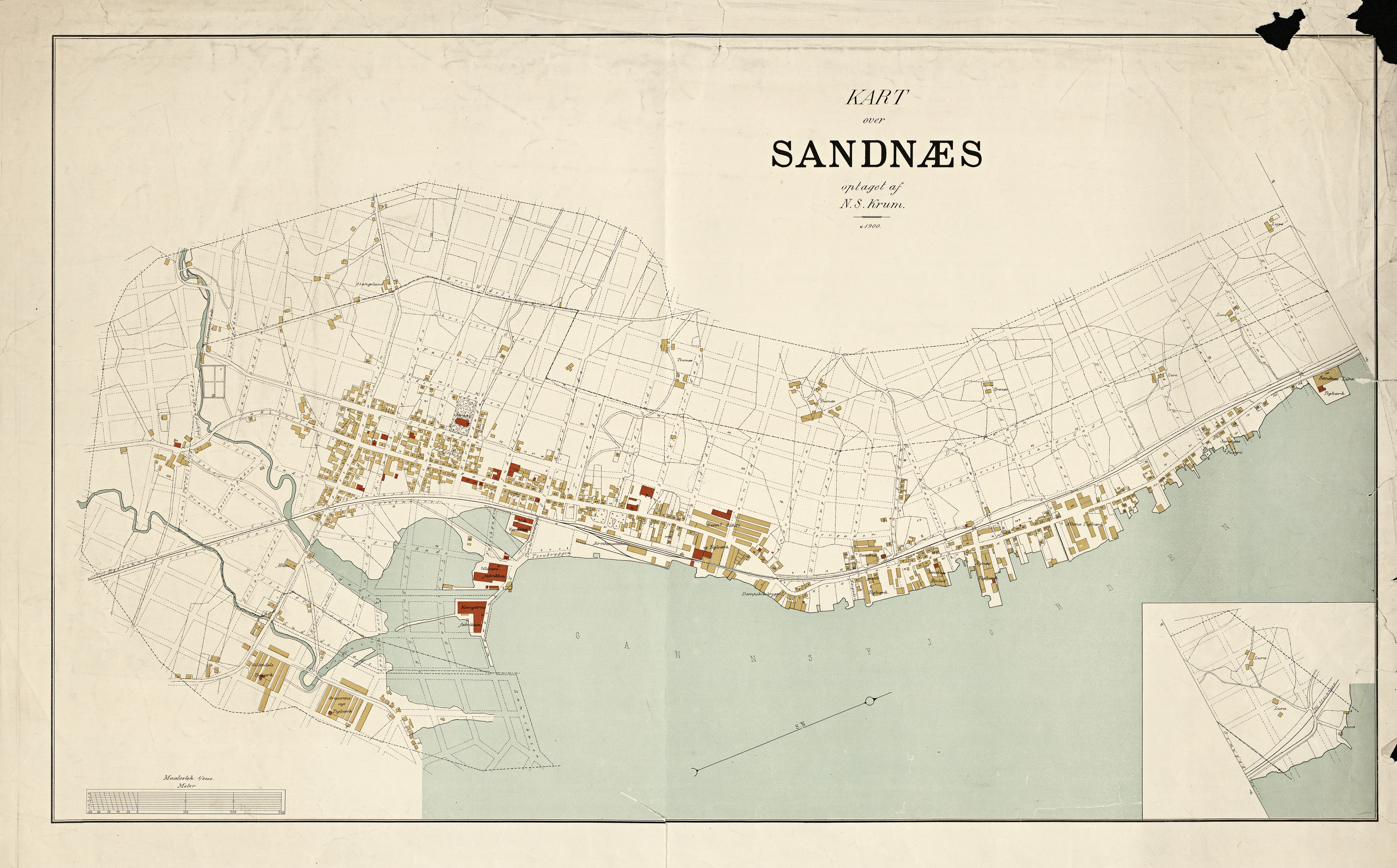 Kart over Sandnes 1900 No nb krt 01309 sandnes