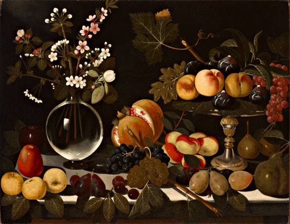 File:Maestro di Hartford - Alzatina con fichi, pesche e uva, vaso di fiori  e frutta, ca. 1600 - ca. 1602.jpg - Wikimedia Commons