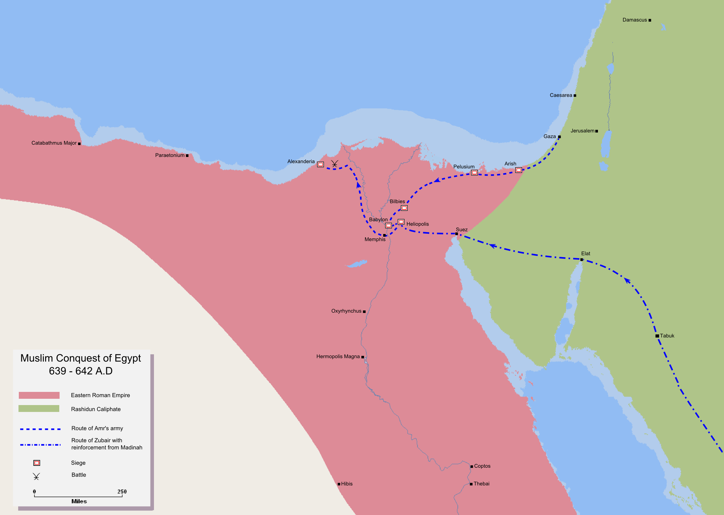 الشيخ شطا و معارك فتح دمياط و تنيس أقوي معارك فتح مصر Mohammad_adil-Muslim_conquest_of_Egypt